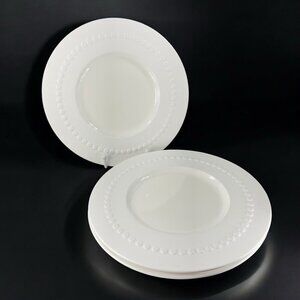 Calvin Klein Raised Circles Dinner Plate Dish Set 3 White Porcelain Plates